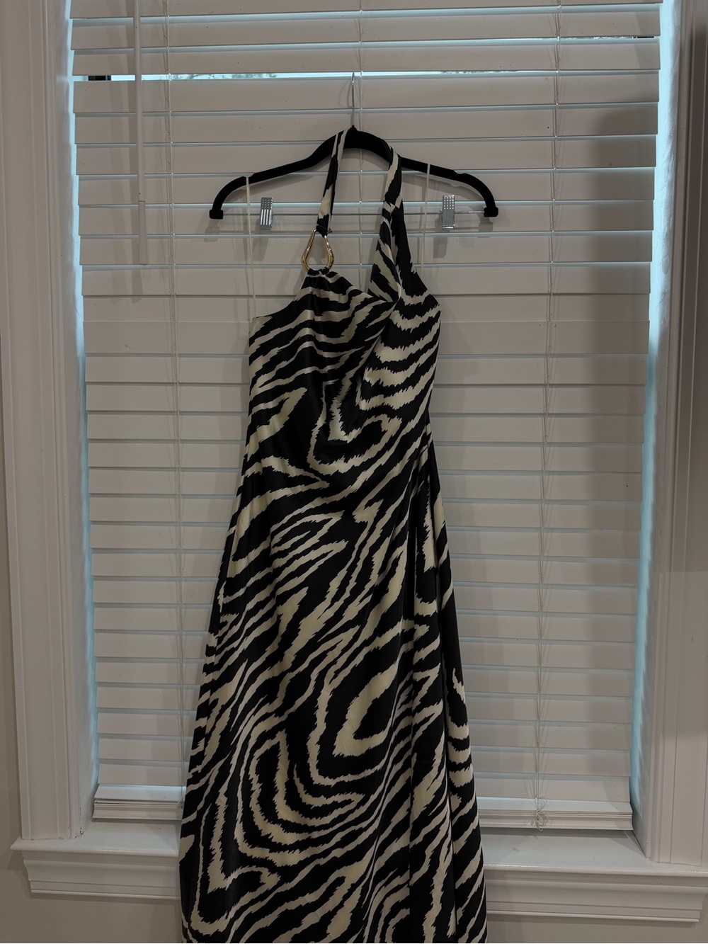 Sincerely Jules Black & White One-Shoulder Zebra Maxi Dress
